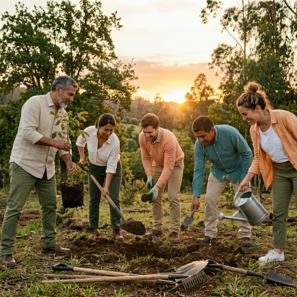 Equipo de Nogal HR Consulting plantando un árbol — crecimiento y compromiso